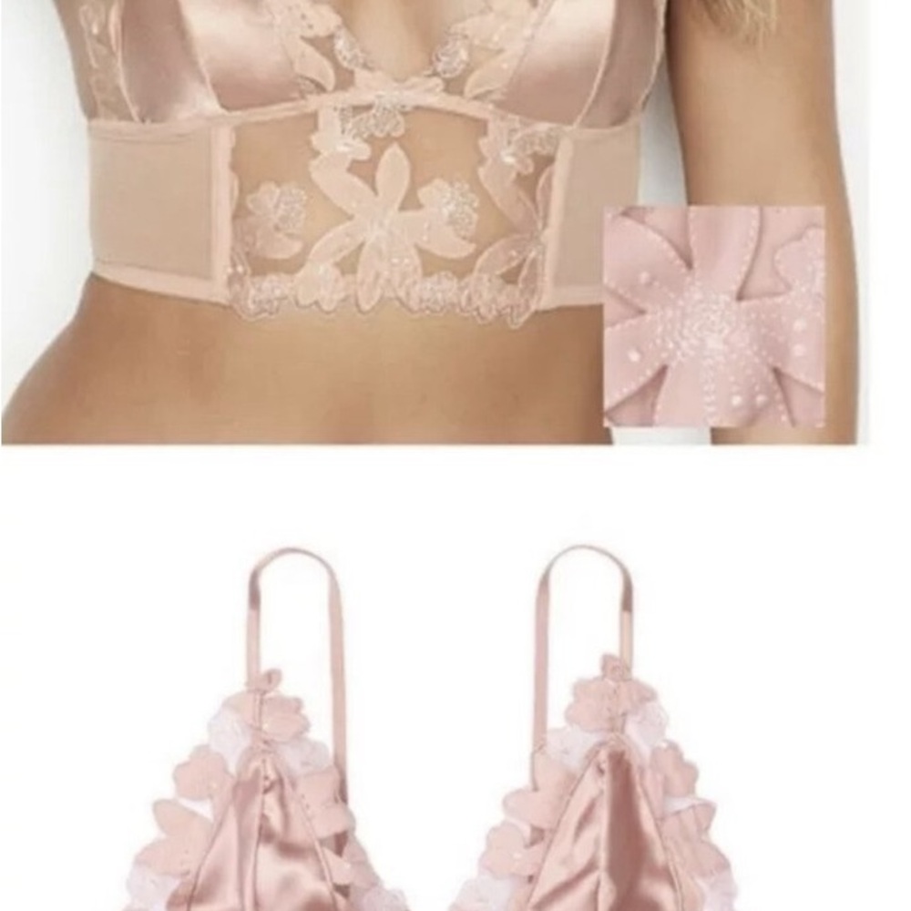 VICTORIA'S SECRET Very Sexy Unlined Floral Embroidered Long Line Bralette